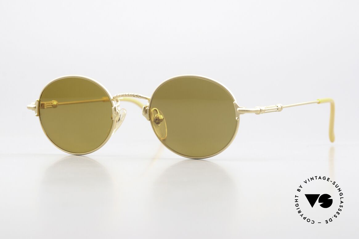 Jean Paul Gaultier 55-6109 Matte Gold And Polarized, matte gold-plated metal frame in small size 46-19, Made for Men and Women
