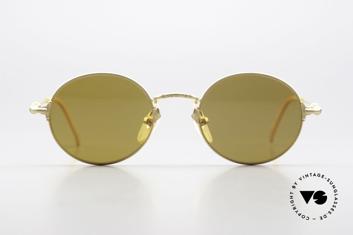 Jean Paul Gaultier 55-6109 Matte Gold And Polarized, small round vintage shades by Jean Paul GAULTIER, Made for Men and Women