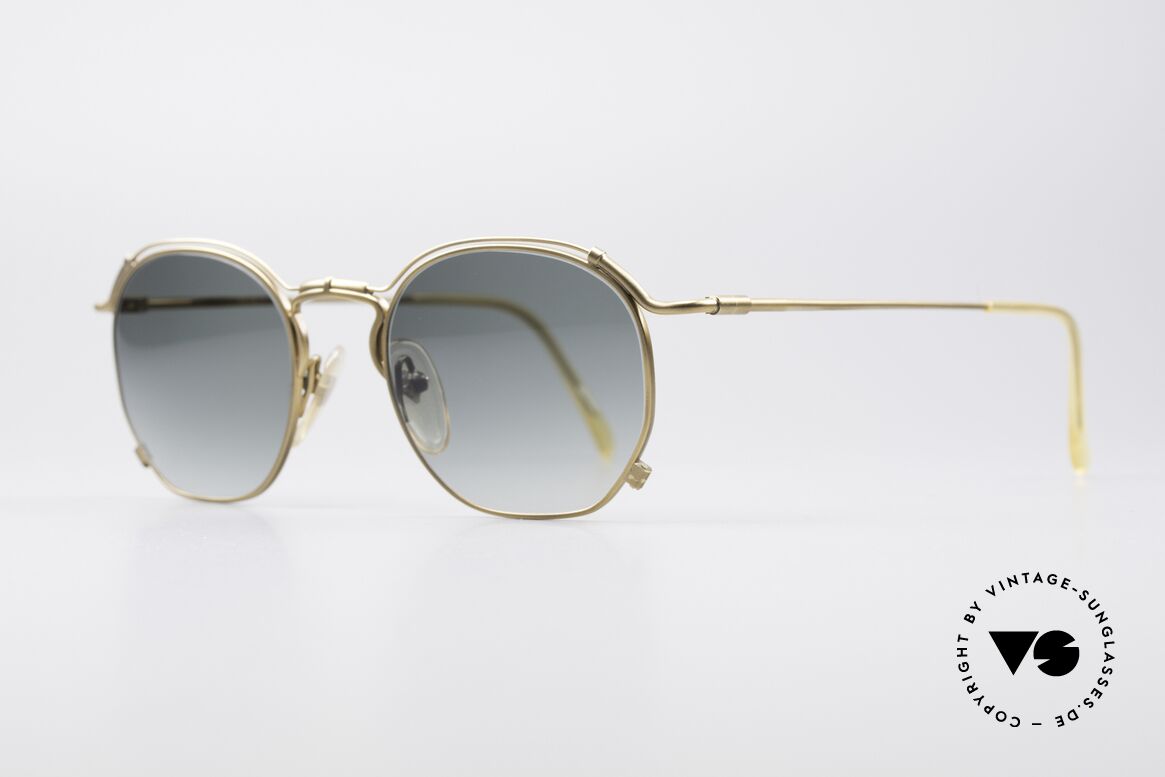 Jean Paul Gaultier 55-2171 90's Vintage Designer Shades, matt gold frame finish & green-gradient sun lenses, Made for Men and Women