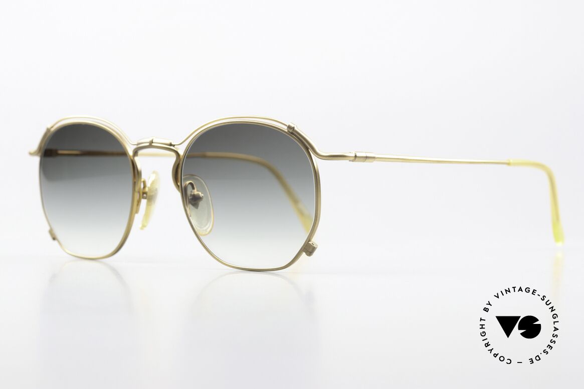 Jean Paul Gaultier 55-2171 90's Vintage Designer Shades, matt gold frame finish & green-gradient sun lenses, Made for Men and Women