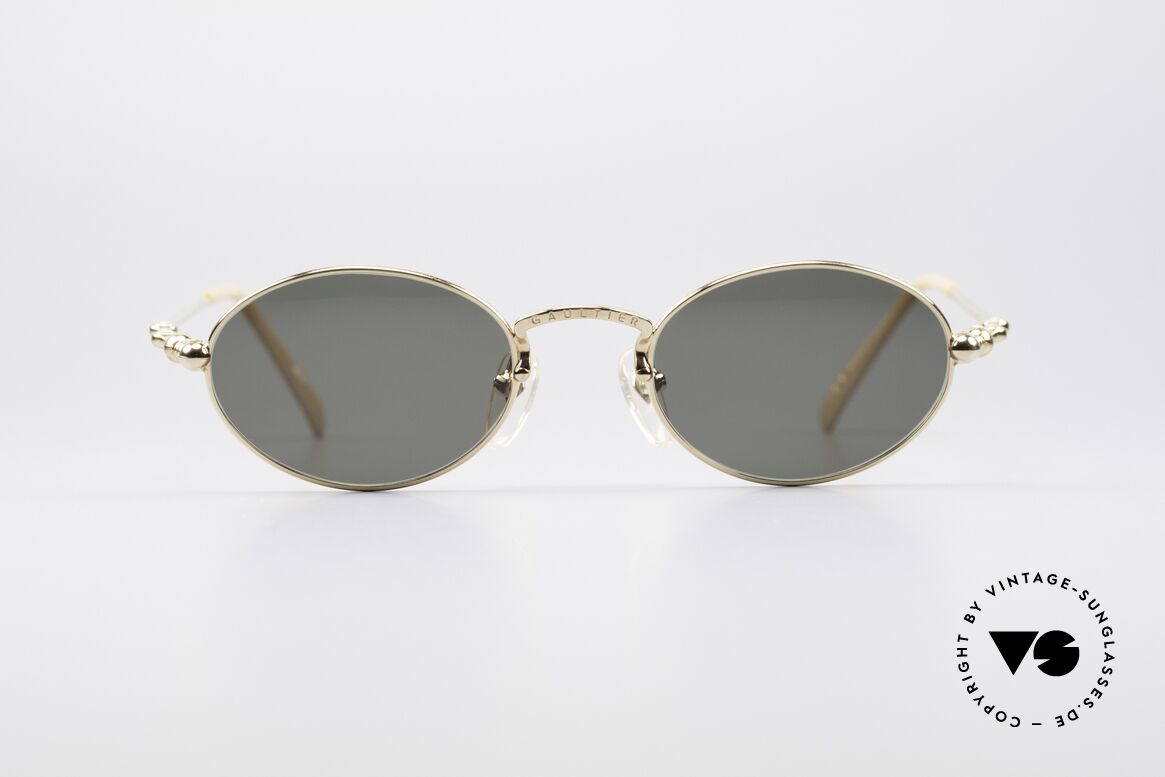 Jean Paul Gaultier 55-7106 Gold Plated Oval Sunglasses, rare oval JEAN PAUL GAULTIER vintage sunglasses, Made for Men and Women