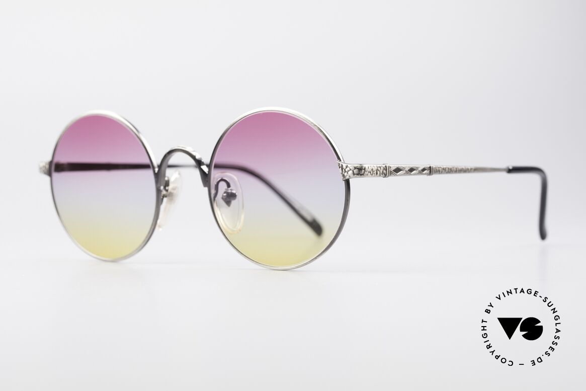 Jean Paul Gaultier 55-9671 Round Designer Sunglasses, 'smoke silver' finish and tricolored sun lenses, Made for Men and Women