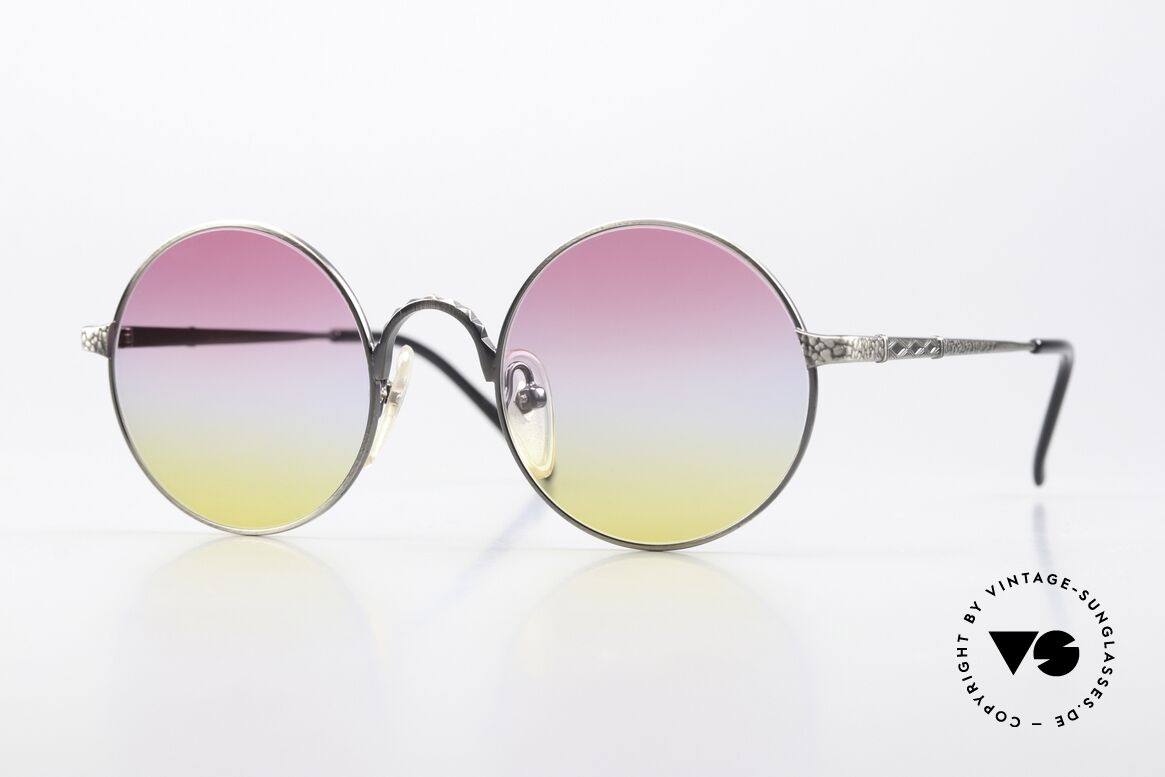 Jean Paul Gaultier 55-9671 Round Designer Sunglasses, high-end metal frame with costly engravings, Made for Men and Women