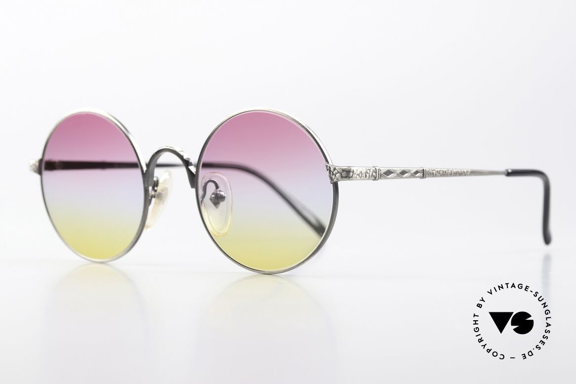 Jean Paul Gaultier 55-9671 Round Designer Sunglasses, 'smoke silver' finish and tricolored sun lenses, Made for Men and Women