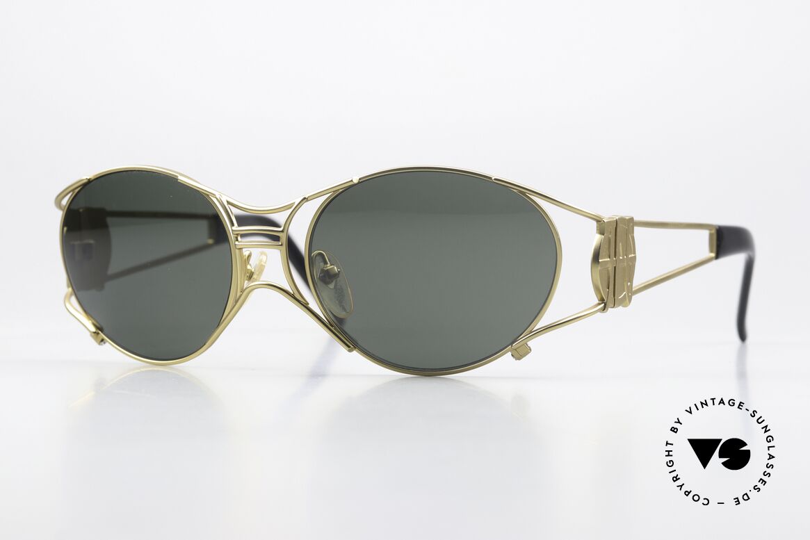 Jean Paul Gaultier 58-6101 90's Steampunk Sunglasses, mechanical / industrial frame construction from '97, Made for Men and Women