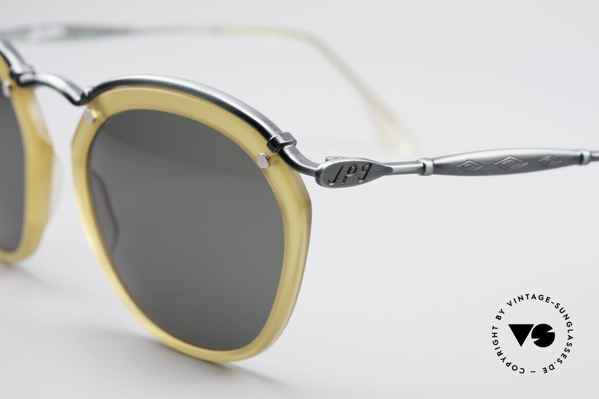 Jean Paul Gaultier 56-1273 Panto Style Sunglasses, smoke green metal frame & honey colored rings, Made for Men and Women