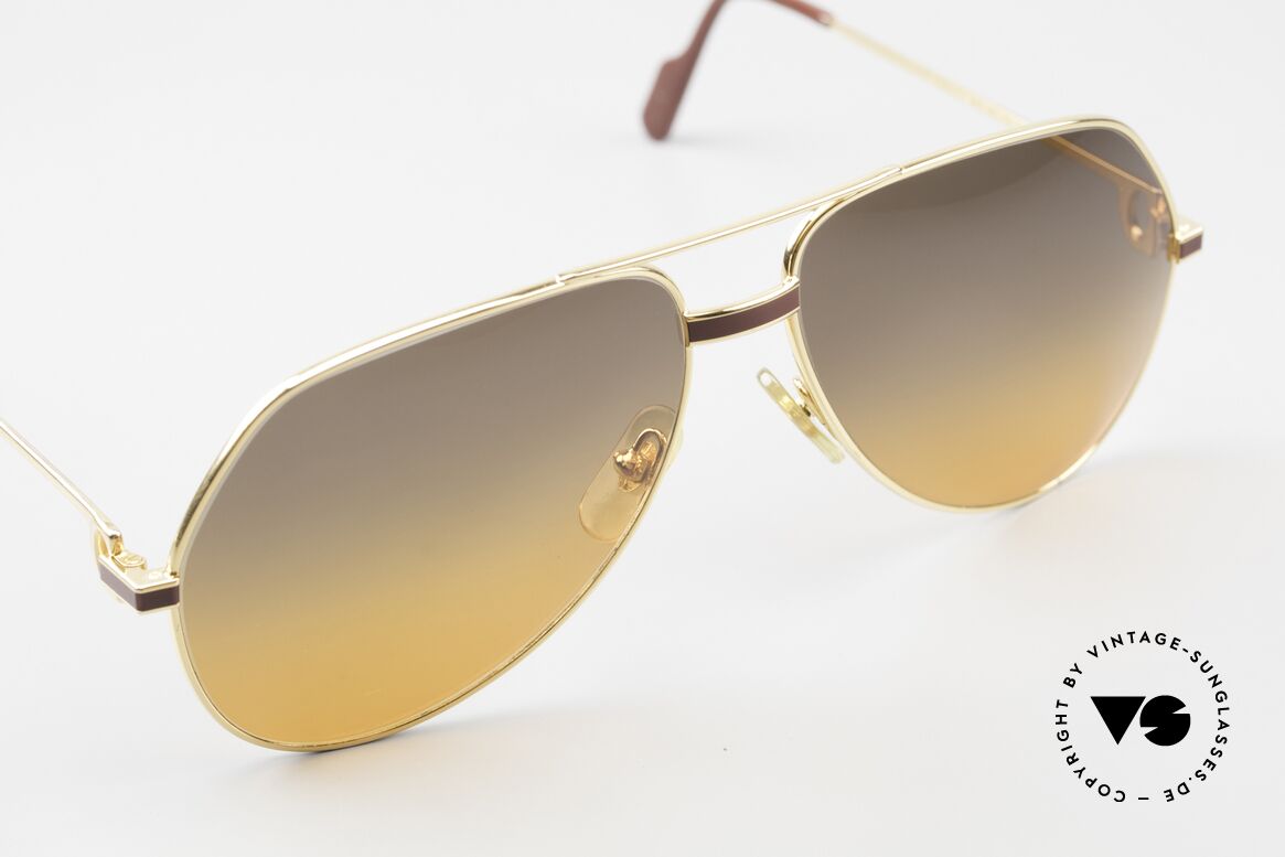 Cartier Vendome Laque - L Luxury 80's Aviator Sunglasses, the sun lenses are tinted like a sunset (auburn gradient), Made for Men and Women