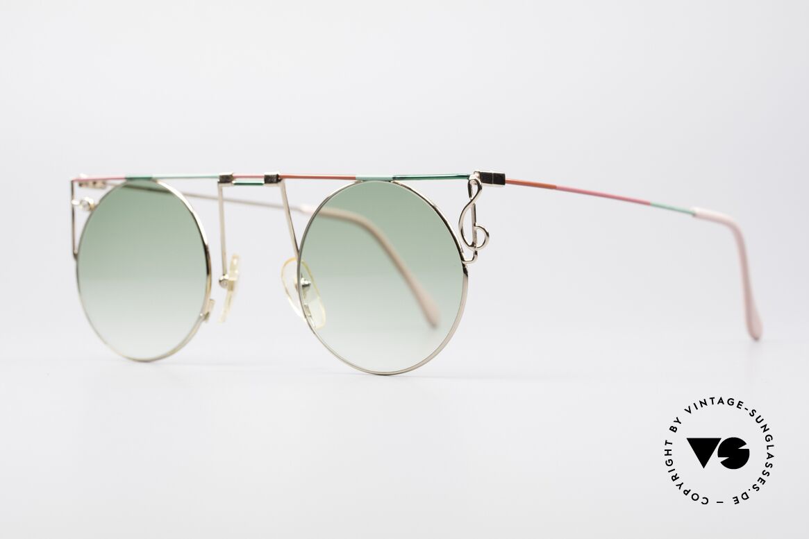 Casanova MTC 8 Artful Vintage Sunglasses, fancy details (clef on left side & gem on right side), Made for Women
