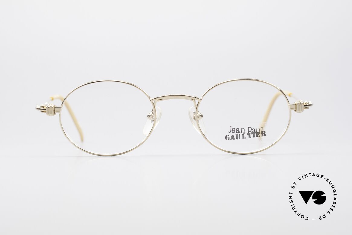 Jean Paul Gaultier 55-6105 Oval Vintage Glasses Gold, oval vintage glasses by Jean Paul Gaultier from 1997, Made for Men and Women Jean Paul Gaultier 55-6105 Oval Vintage Glasses Gold, oval vintage glasses by Jean Paul Gaultier from 1997, Made for Men and Women