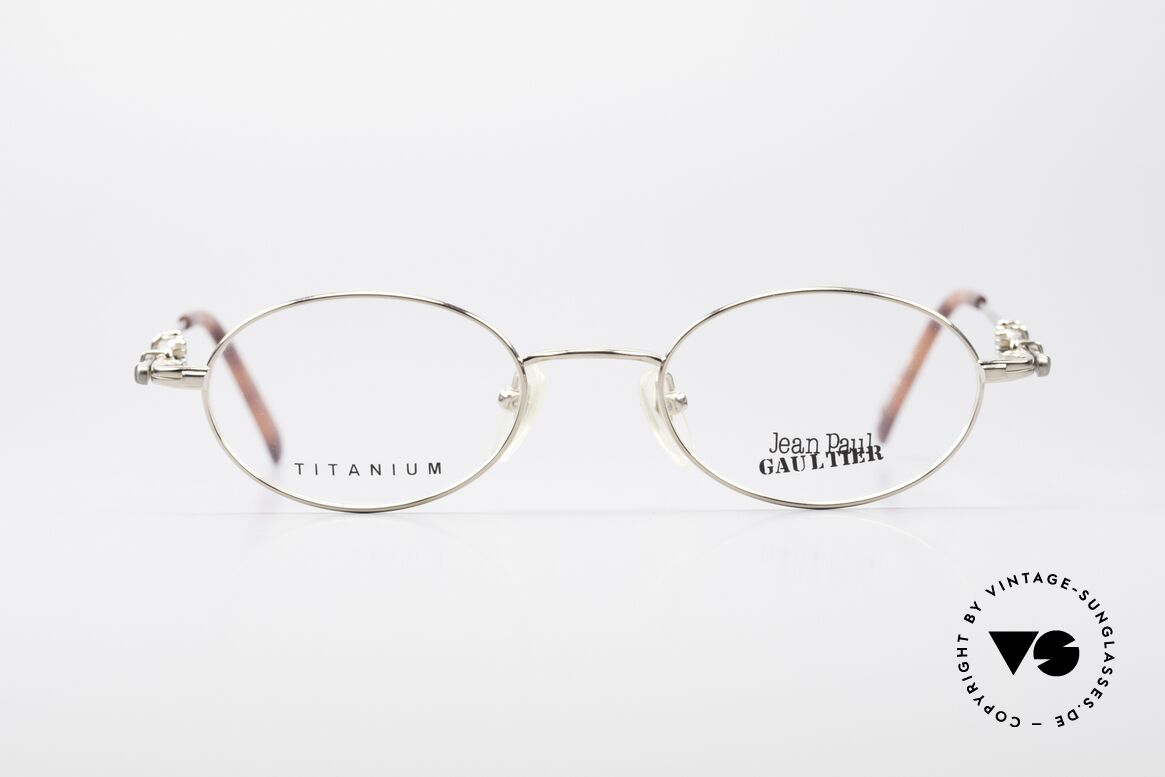 Jean Paul Gaultier 55-0039 Oval Titanium Frame, vintage Jean Paul GAULTIER eyeglasses from 1996, Made for Men and Women
