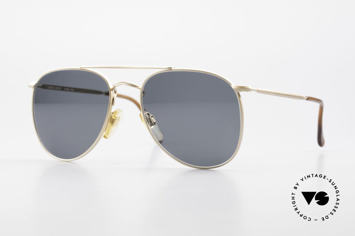 Giorgio Armani 149 Small 90'S Aviator Sunglasses, discreet dull gold framework with double bridge, Made for Men and Women