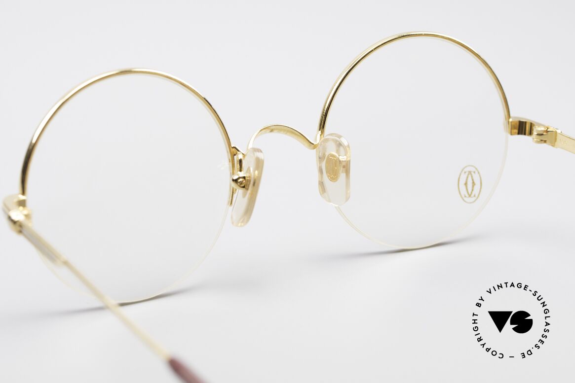Cartier Mayfair - S Luxury Round Eyeglasses Nylor, 22ct gold-plated flexible frame; semi-rimless, Made for Men and Women