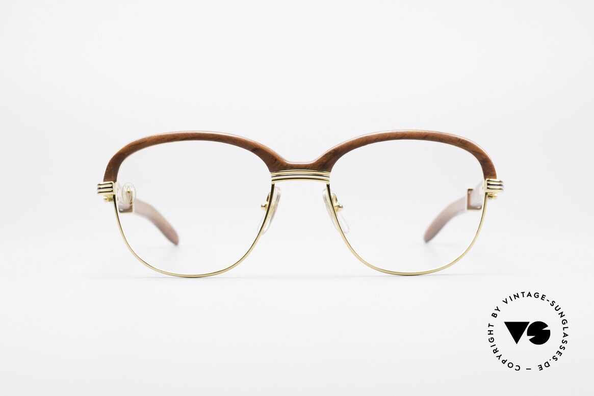 Cartier Malmaison Bubinga Precious Wood Glasses, precious CARTIER vintage eyeglass-frame from 1990, Made for Men and Women