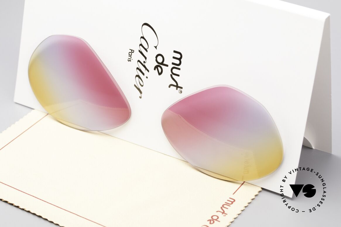 Cartier Vendome Lenses - M Tricolored Sunrise Lenses, new CR39 UV400 plastic lenses (for 100% UV protection), Made for Men and Women