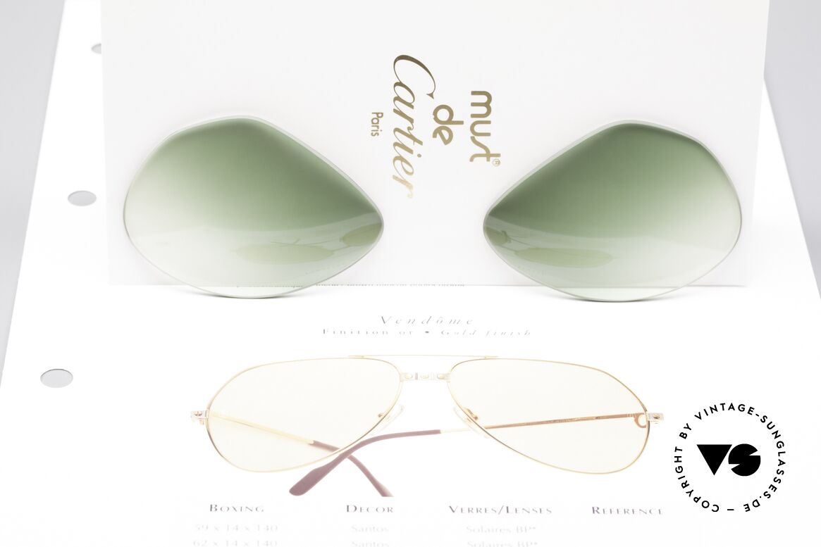 Cartier Vendome Lenses - M Sun Lenses Green Gradient, elegant green-gradient tint (wearable at day and night), Made for Men and Women