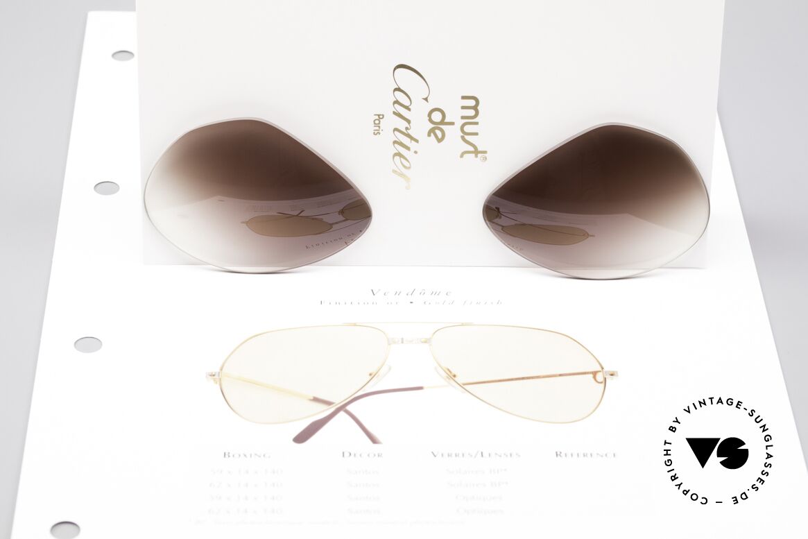 Cartier Vendome Lenses - M Sun Lenses Brown Gradient, elegant brown-gradient tint (classic and simply timeless), Made for Men and Women