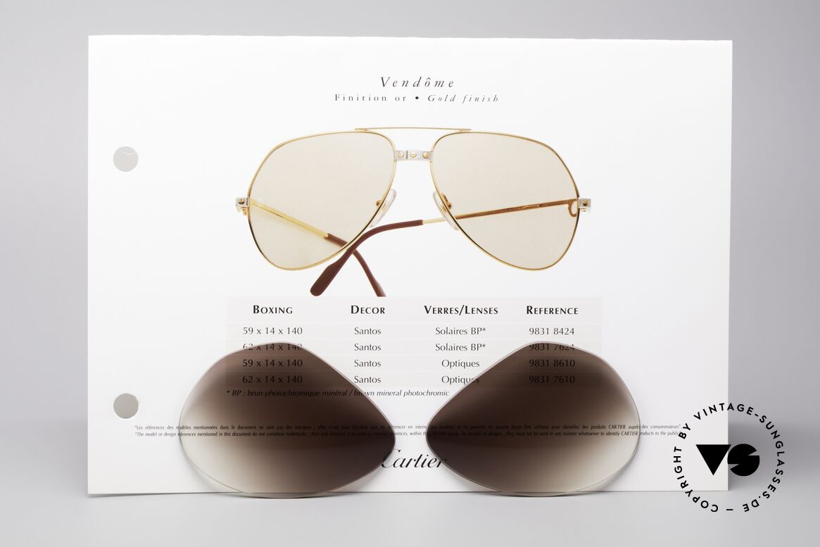 Cartier Vendome Lenses - L Brown Gradient Sun Lenses, elegant brown-gradient tint (wearable at day and night), Made for Men
