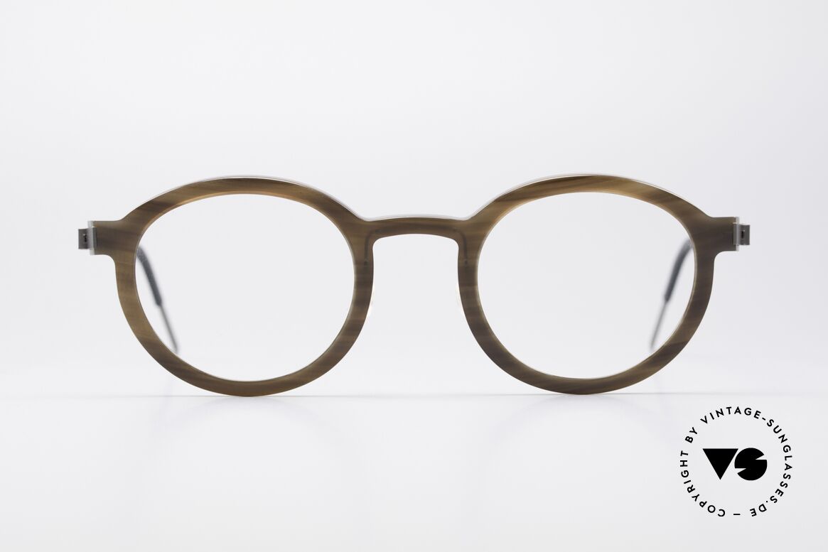 Lindberg 1811 Horn Horn Titanium Round Frame, LINDBERG 1811 Horn/Titanium eyeglasses, size 47-24, Made for Men