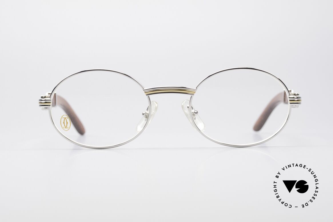 Cartier Giverny Oval Wood Platinum Frame, precious oval CARTIER vintage eyeglasses from 1995, Made for Men and Women