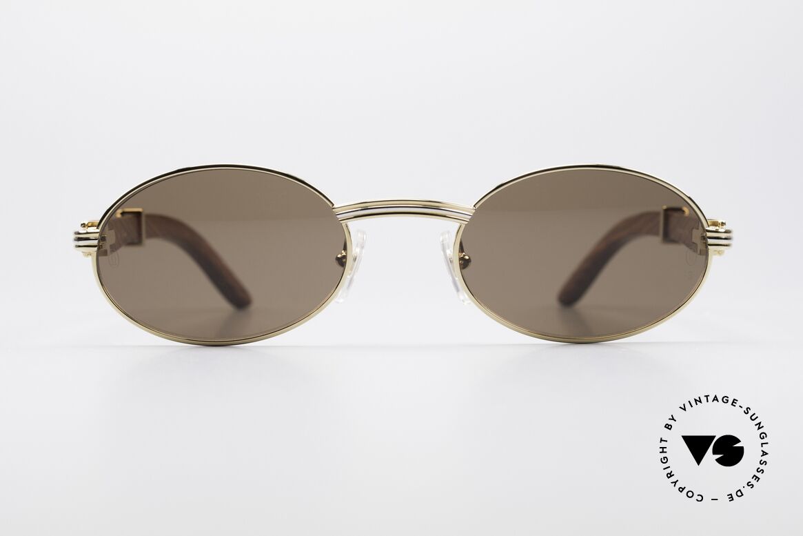Cartier Sully Oval Bubinga Wood Sunglasses, precious oval CARTIER vintage sunglasses from 1997, Made for Men and Women