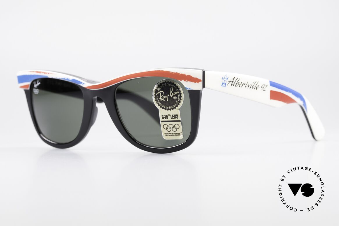 Ray Ban Wayfarer I Olympic Games Albertville, B&L quality mineral lenses (for 100% UV-protection), Made for Men and Women