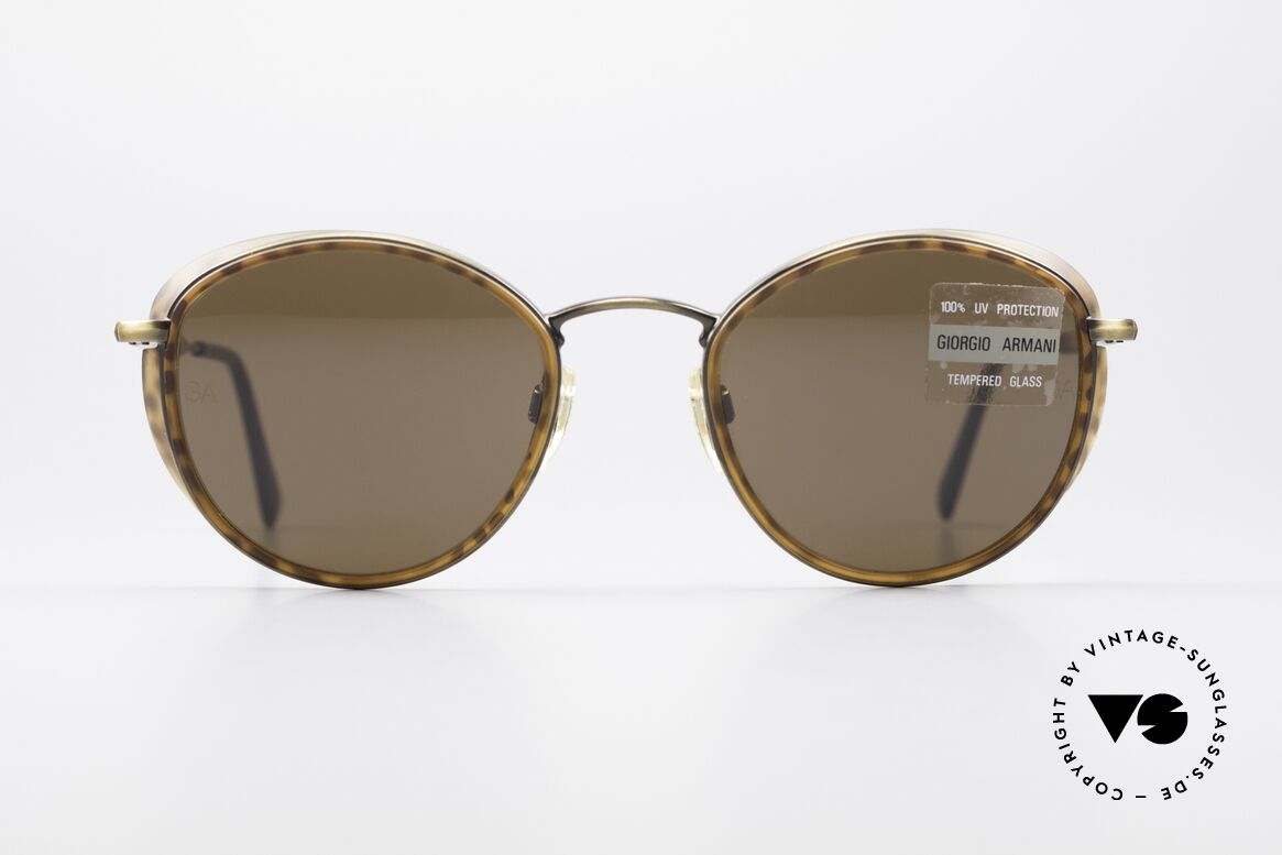 Giorgio Armani 655 Vintage Round 90's Shades, 90's Armani designer sunglasses with small side shields, Made for Men and Women