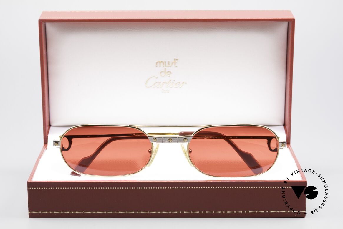 Cartier MUST Santos - M Luxury Sunglasses 3D Red, the red "FUN" sun lenses can be replaced optionally!, Made for Men