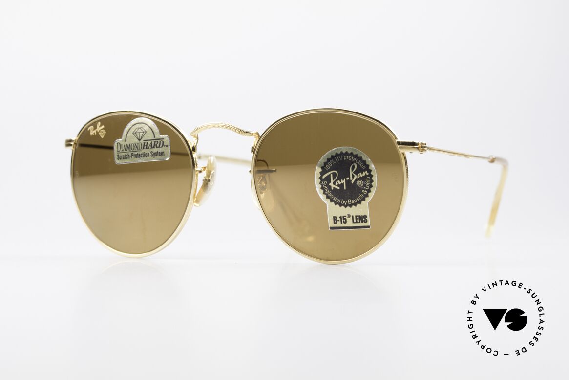 Ray Ban Round Metal 47 Round Diamond Hard Shades, small round 1980's Ray-Ban B&L vintage sunglasses, Made for Men and Women