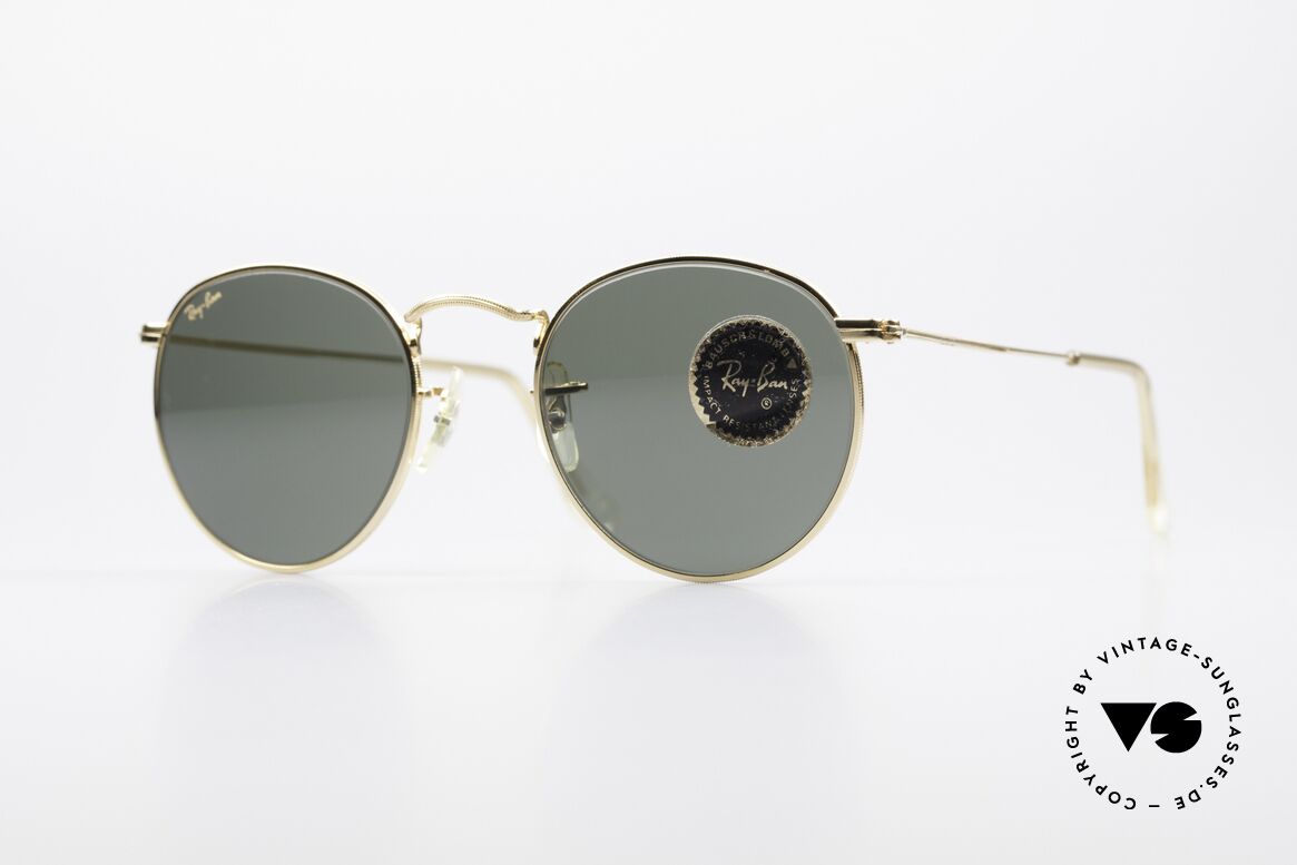 Ray Ban Round Metal 47 Small Round B&L Sunglasses, small round 1980's Ray-Ban B&L vintage sunglasses, Made for Men and Women