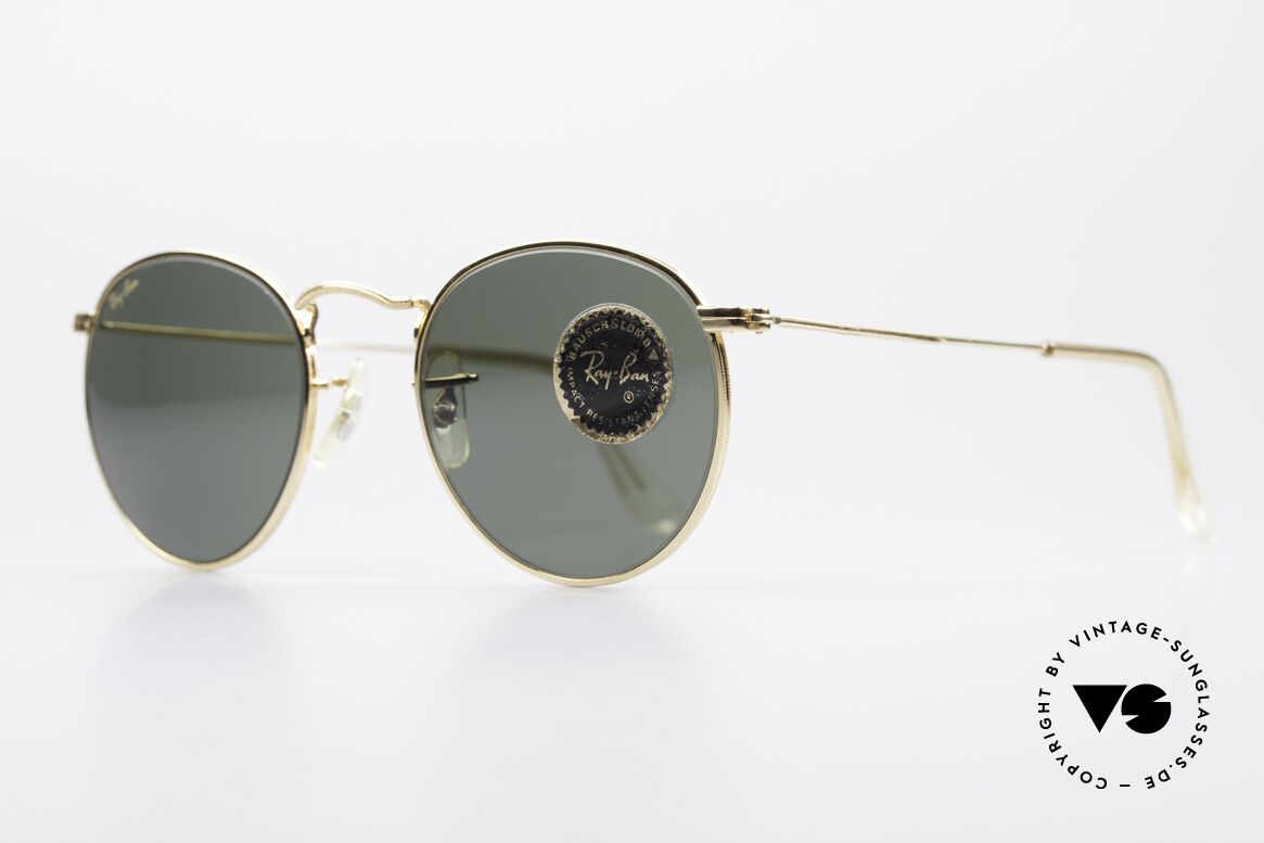 Ray Ban Round Metal 47 Small Round B&L Sunglasses, legendary B&L mineral lenses (100% UV protection), Made for Men and Women