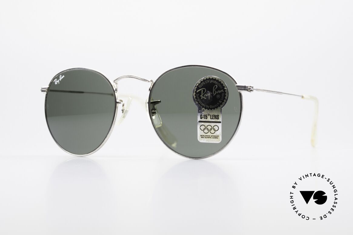 Ray Ban Round Metal 49 Round Ray-Ban Sunglasses USA, round 1980's Ray-Ban Bausch&Lomb vintage shades, Made for Men and Women