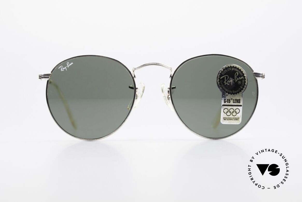 Ray Ban Round Metal 49 Round Ray-Ban Sunglasses USA, legendary B&L mineral lenses (100% UV protection), Made for Men and Women