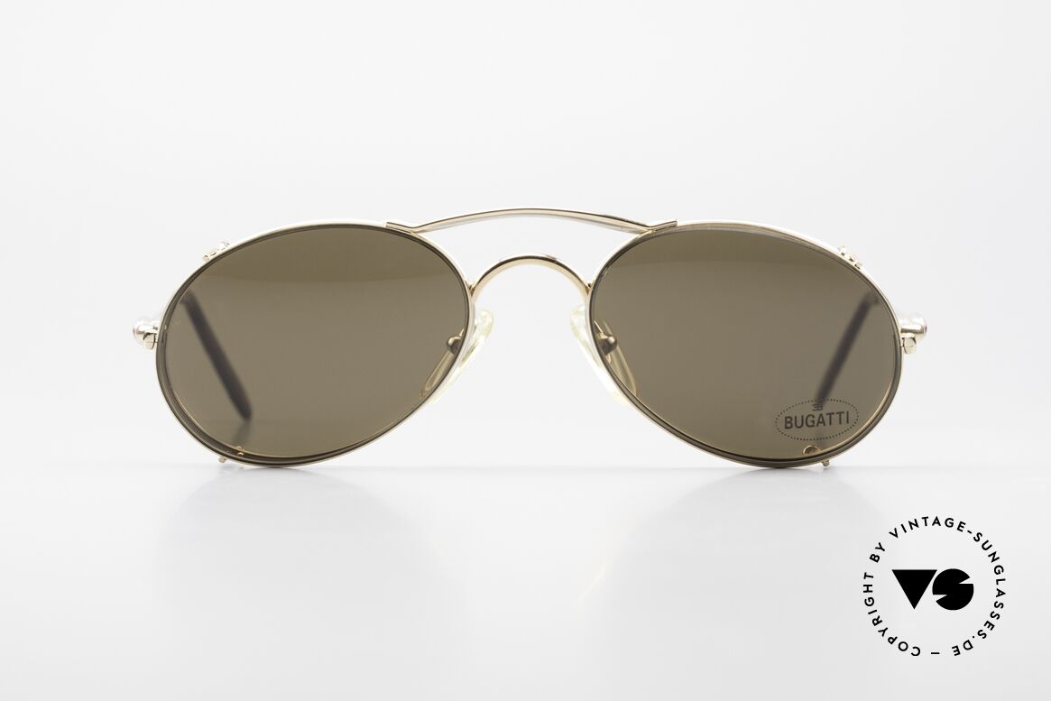 Bugatti 23439 Vintage Glasses With Clip On, 1st class comfort thanks to flexible spring temples, Made for Men