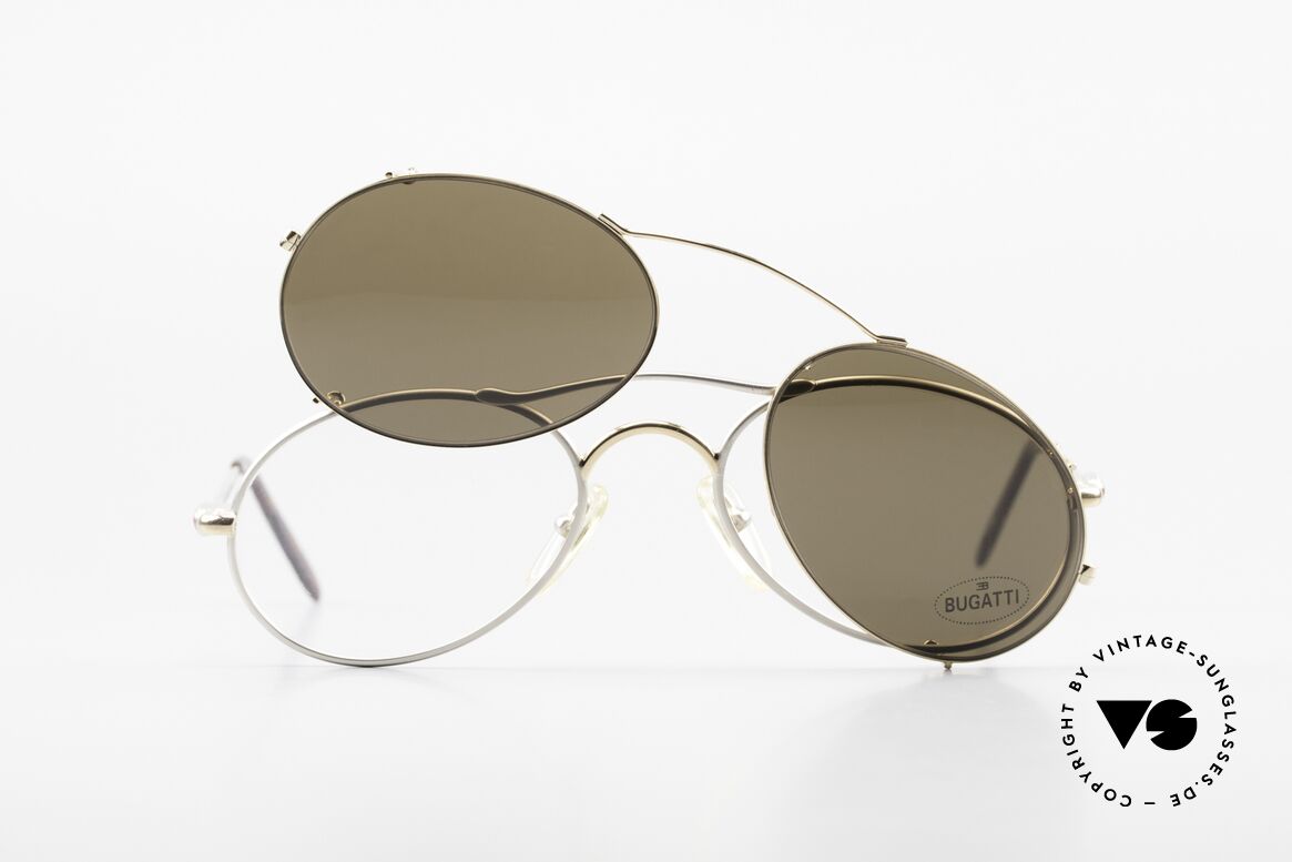 Bugatti 23439 Vintage Glasses With Clip On, NO RETRO glasses, but an old 90's original; vertu, Made for Men