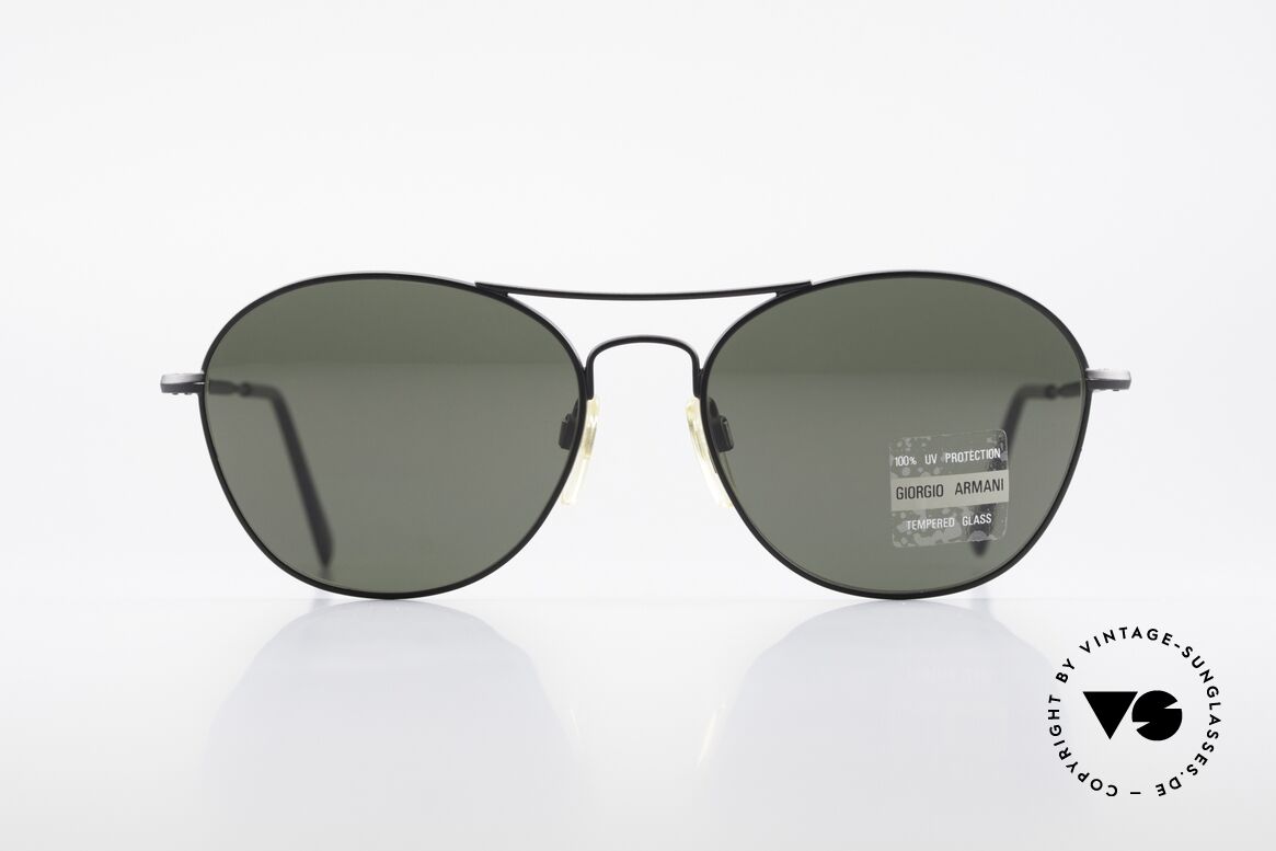 Giorgio Armani 646 Aviator Style Designer Shades, discreet black framework and dark green lenses, Made for Men