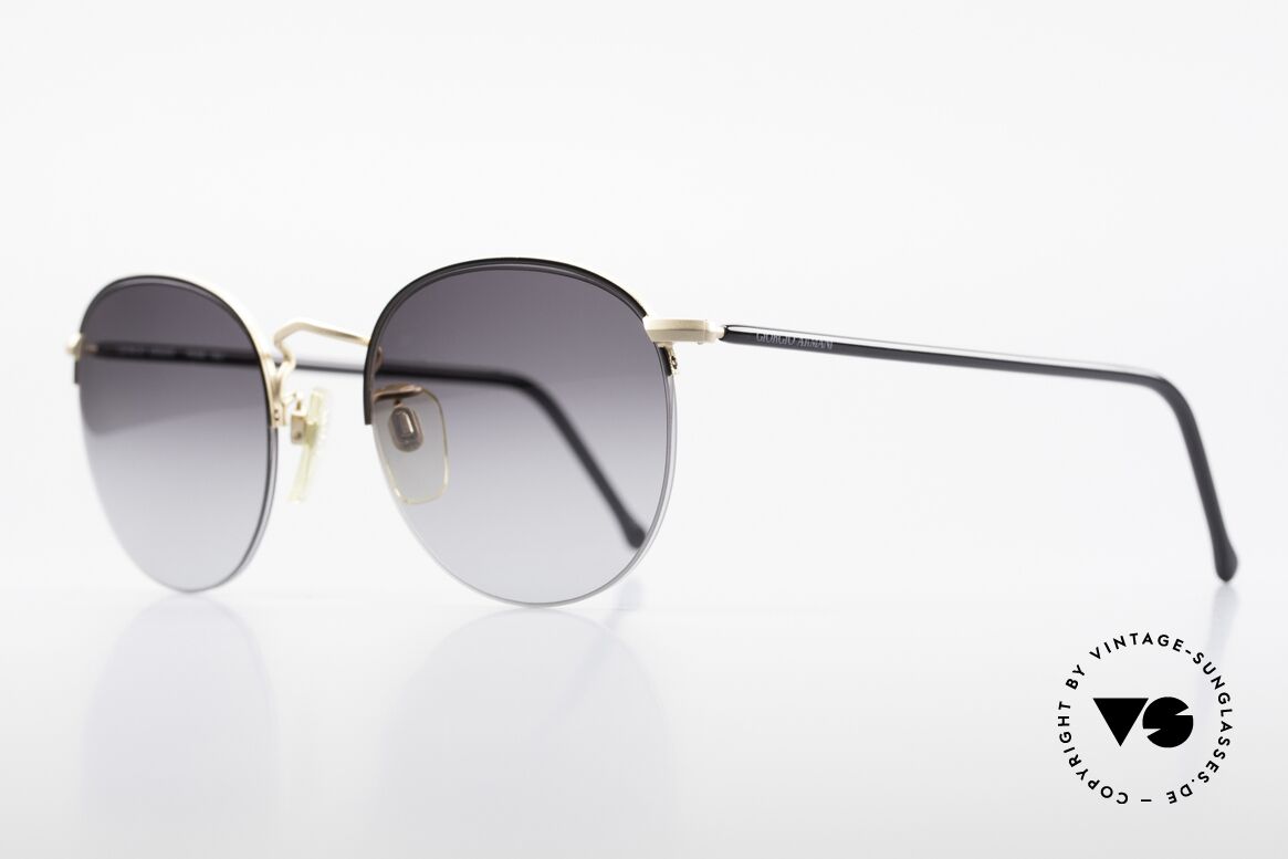 Giorgio Armani 142 Rimless Panto Sunglasses 80's, the lenses are fixed with a nylor thread at the frame, Made for Men