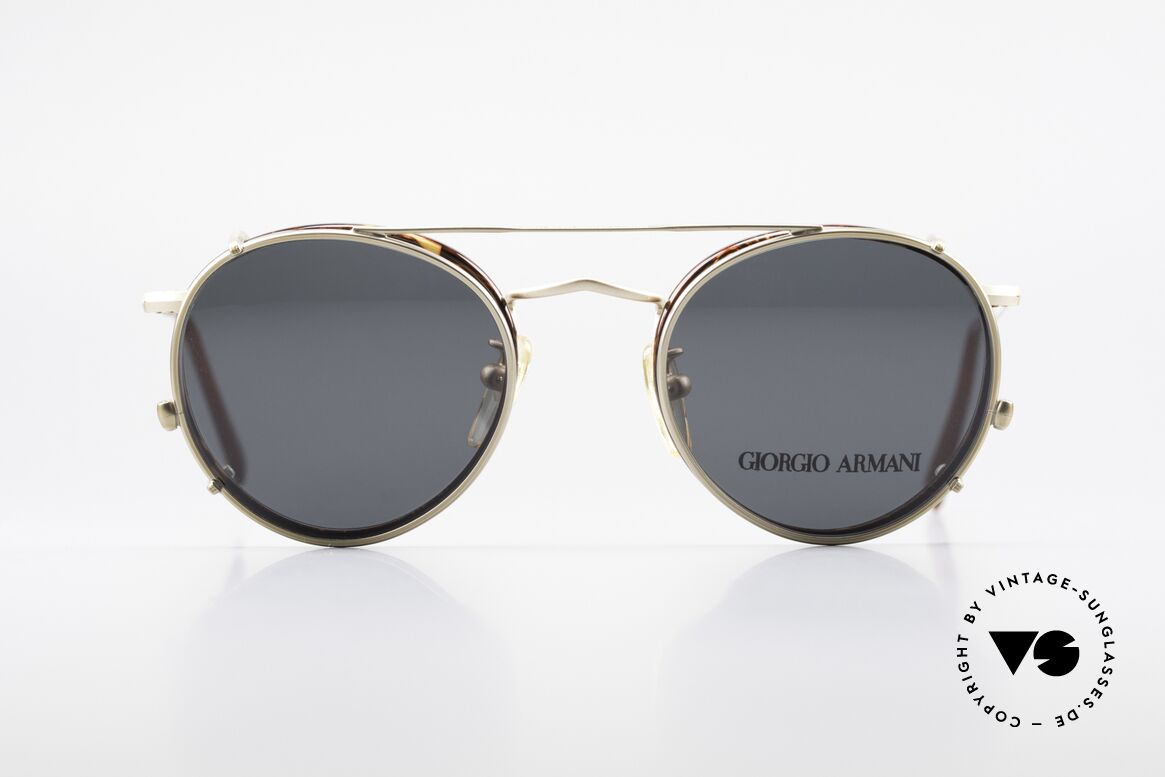 Giorgio Armani 118 Panto Frame With Sun Clip, PANTO Giorgio Armani vintage designer sunglasses, Made for Men and Women
