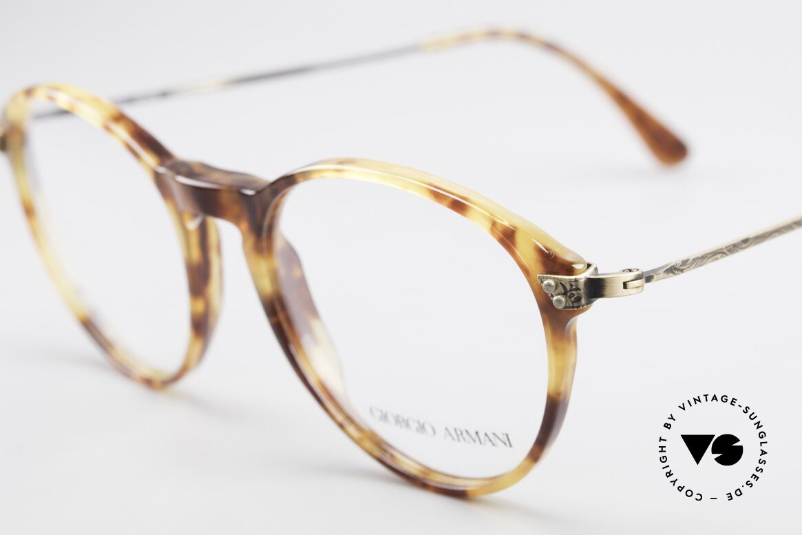Giorgio Armani 329 Small 90's Panto Eyeglasses, amber / tortoise front & costly formed brass temples, Made for Men
