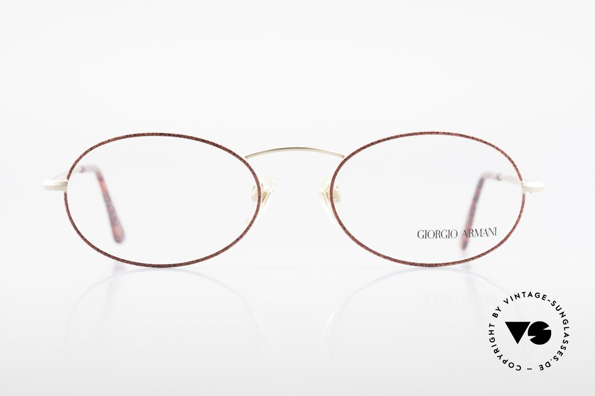 Giorgio Armani 125 Oval 80's Vintage Glasses, discreet oval metal frame with brilliant red finish, Made for Women