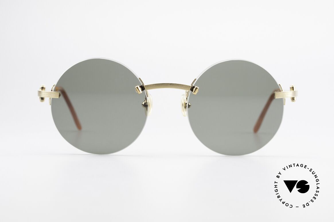 Cartier C-Decor Madison Round Luxury Sunglasses, noble rimless CARTIER luxury sunglasses from 1999, Made for Men and Women