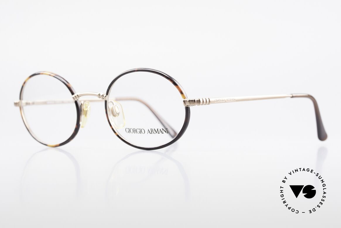 Giorgio Armani 223 Oval Vintage 90's Eyeglasses, copper finished frame + chestnut-brown windsor rings, Made for Men and Women