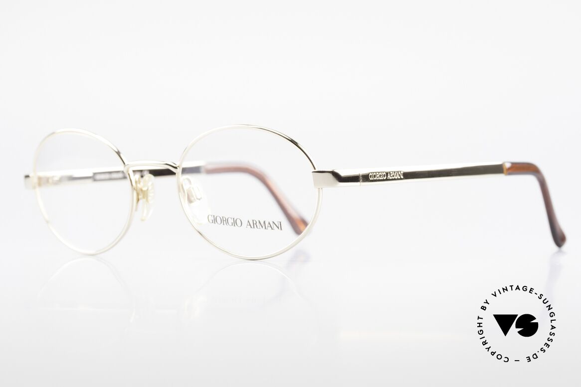 Giorgio Armani 257 Designer Vintage Frame Oval, GOLD-PLATED frame with flexible spring hinges, Made for Men and Women