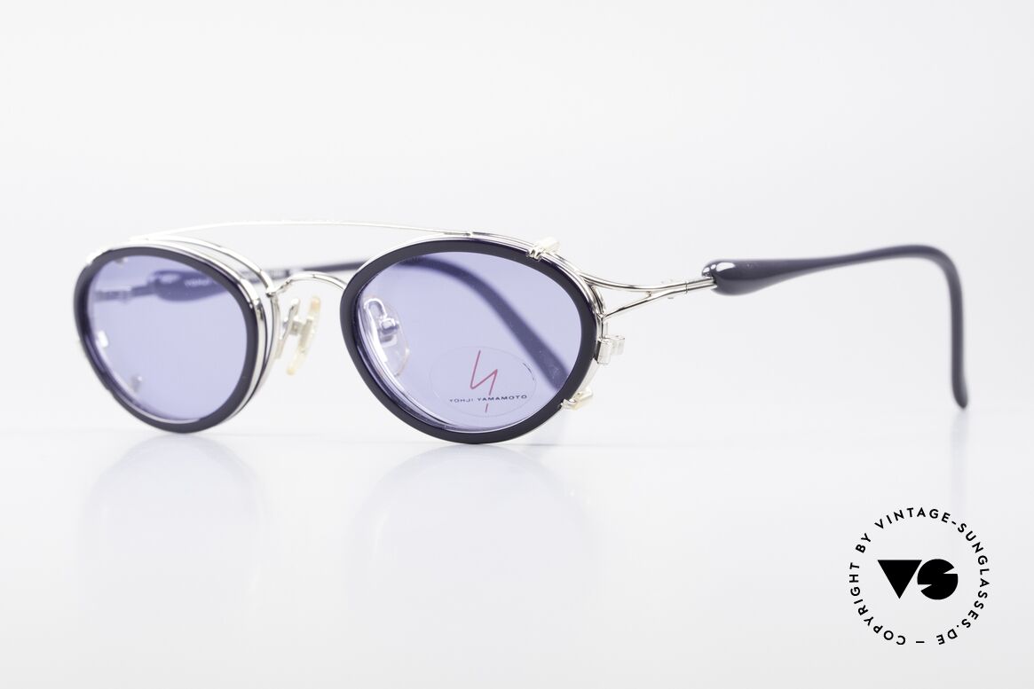 Yohji Yamamoto 51-7210 Clip-On 90's No Retro Shades, fantastic frame finish (deep-blue and silver-chrome), Made for Men and Women