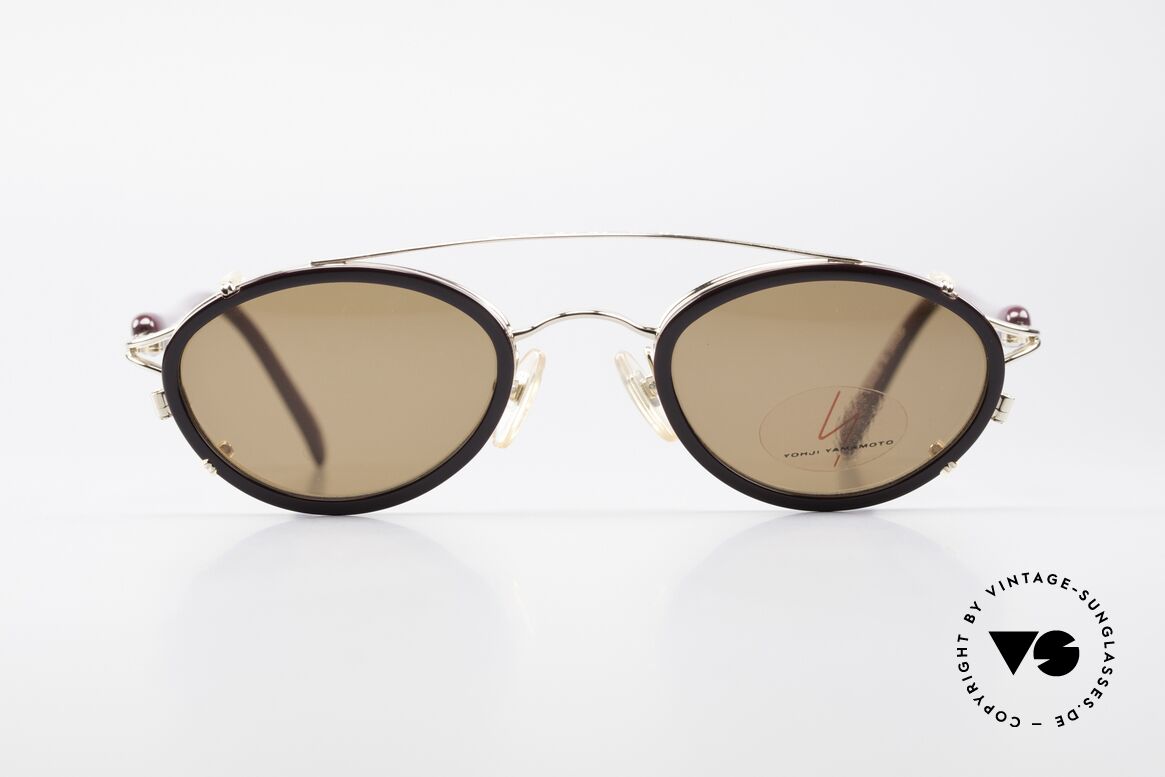 Yohji Yamamoto 51-7210 Clip-On 90's No Retro Frame, designer eyeglasses with practical sun clip; 100% UV, Made for Men and Women