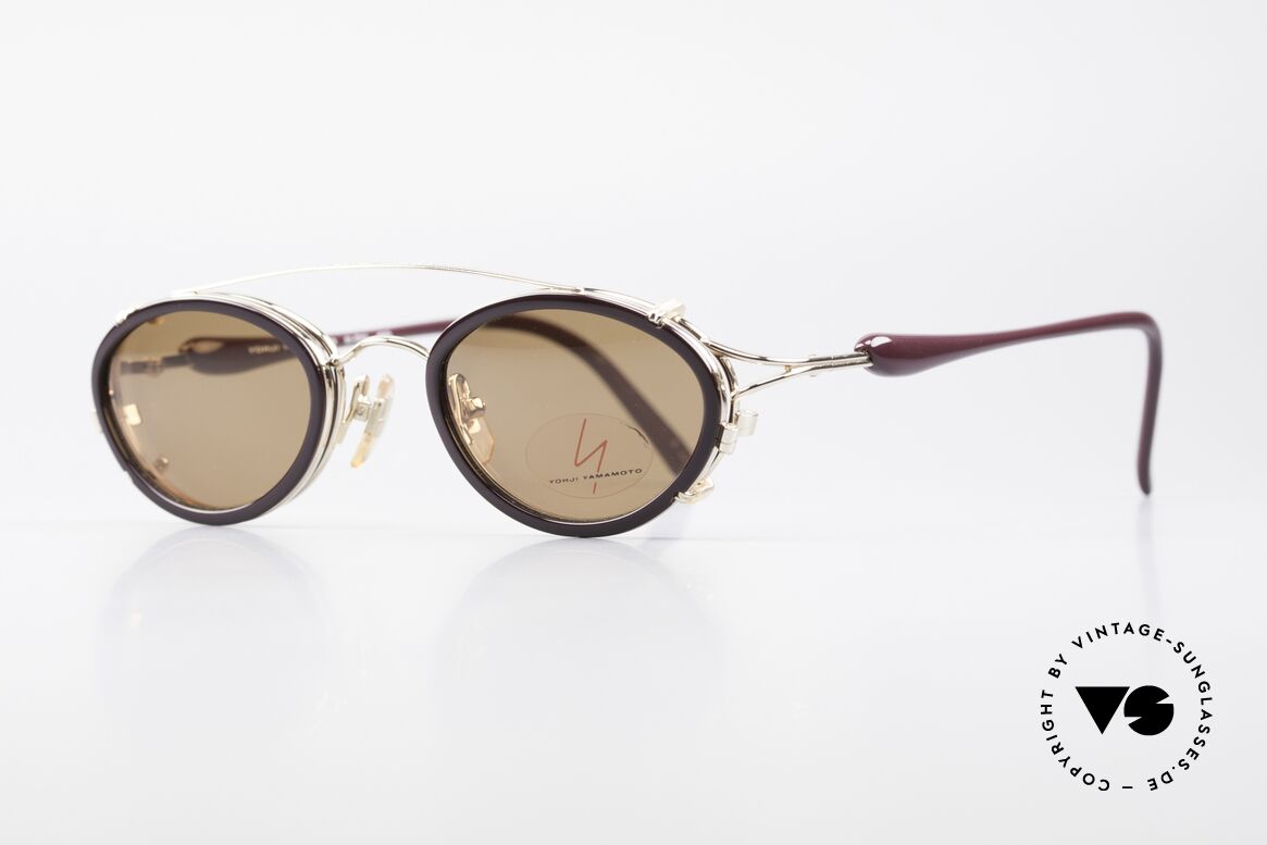 Yohji Yamamoto 51-7210 Clip-On 90's No Retro Frame, top-notch craftsmanship: GOLD PLATED metal frame, Made for Men and Women