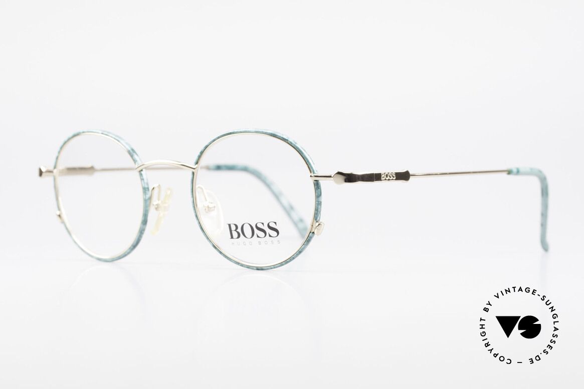 BOSS 5148 Round Panto Eyeglass Frame, dressy color combination: green marbled / GOLD, Made for Men and Women