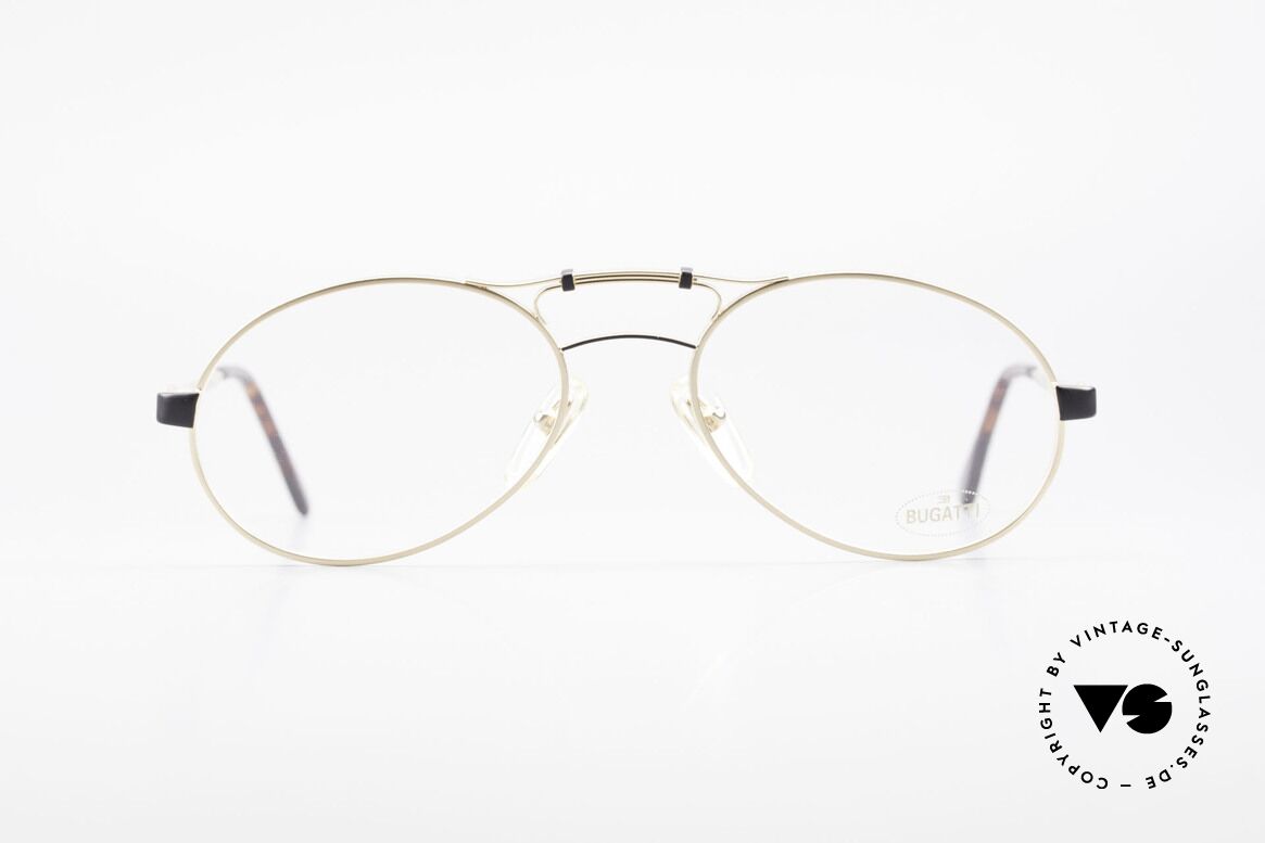 Bugatti 13411 Vintage Men's Eyeglass Frame, utterly high-grade finish in matt gold and matt black, Made for Men