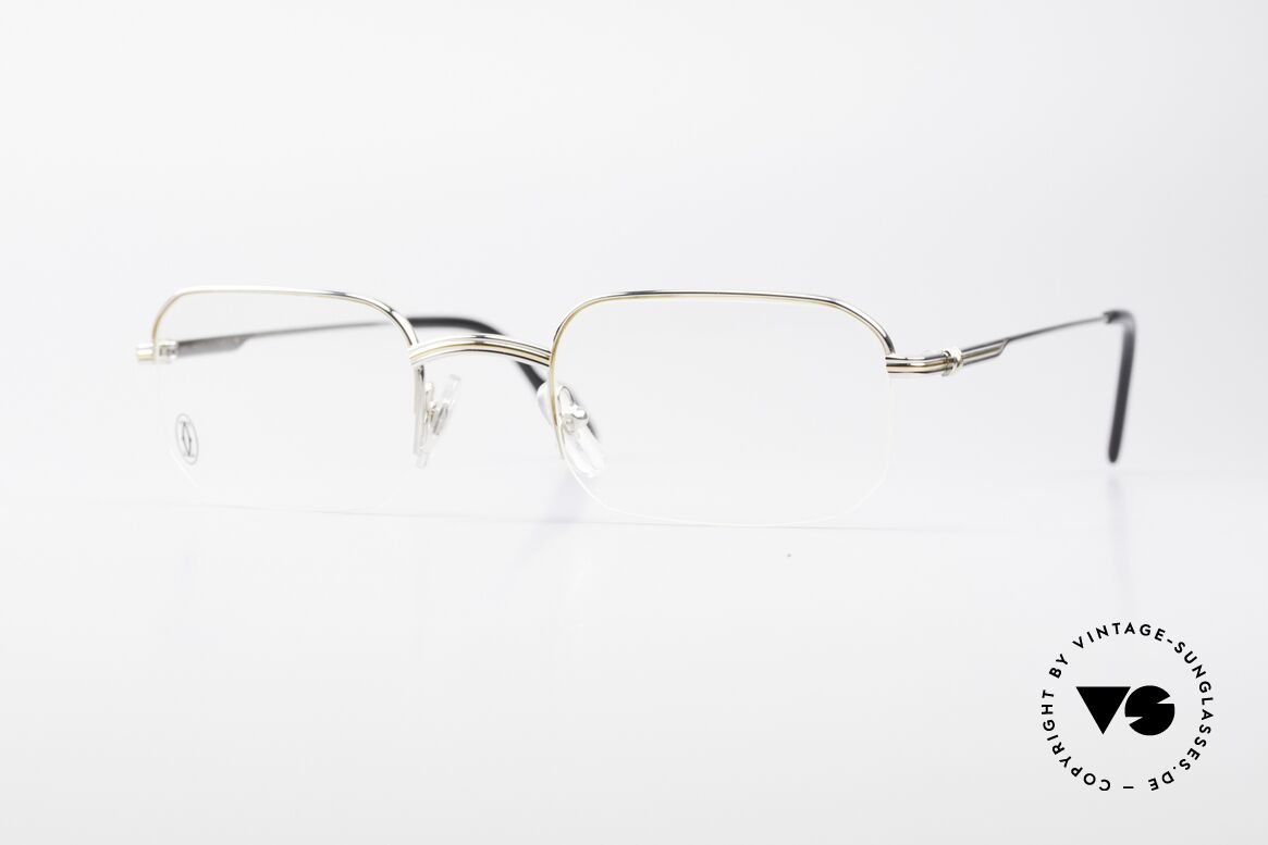 Cartier Broadway Semi Rimless Platinum Frame, square CARTIER vintage eyeglasses in size 51/23, 140, Made for Men