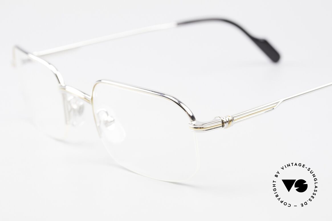 Cartier Broadway Semi Rimless Platinum Frame, unworn luxury frame with original Cartier hard case, Made for Men