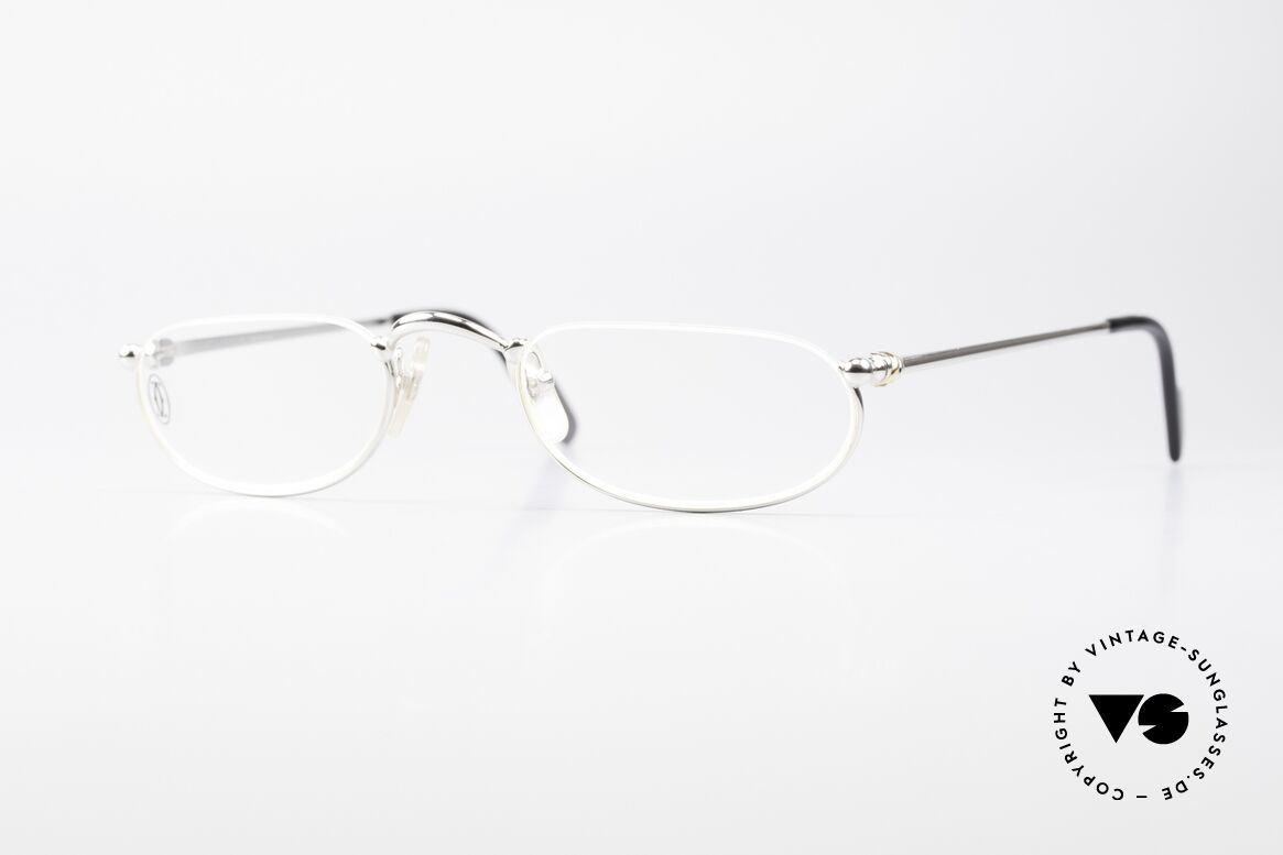 Cartier Demi Lune 2000 - M Oval Reading Frame Platinum, oval CARTIER reading eyeglasses, M size 51/23, 140, Made for Men and Women